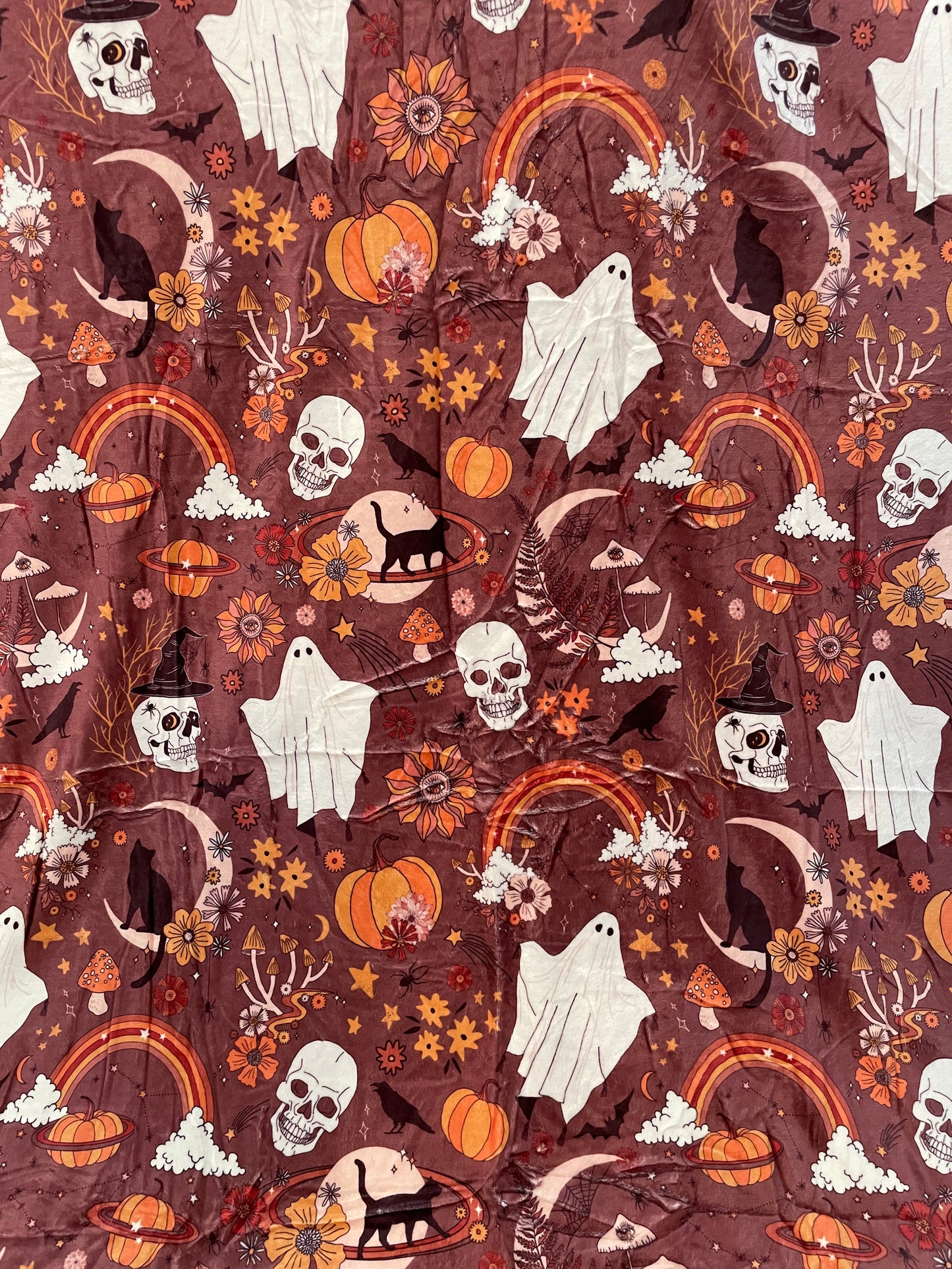Boho Halloween mink blanket